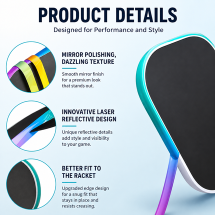 Pickleball Paddle Edge Guard Tape - Blue Pink gradient Protective Trim Strip, Flexible Adhesive Paddle Edge Protector for Scratch Resistance, Decorative Wear Guard