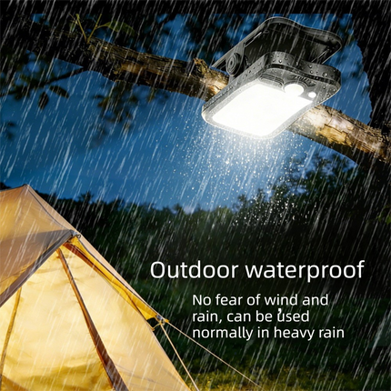 Solar Camping Lantern with Clip White- 2000mAh USB and Solar Rechargeable, Waterproof Portable Tent Light with Digital Display for Outdoor Hiking Emergency