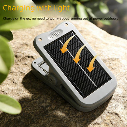 Solar Camping Lantern with Clip White- 2000mAh USB and Solar Rechargeable, Waterproof Portable Tent Light with Digital Display for Outdoor Hiking Emergency