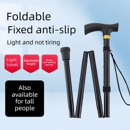 Folding Hiking Stick Red - Adjustable Aluminum Telescopic Walking Cane, 5-Height Settings 82-95cm, Lightweight Portable Trekking Pole for Seniors and Outdoors