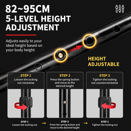 Folding Hiking Stick Red - Adjustable Aluminum Telescopic Walking Cane, 5-Height Settings 82-95cm, Lightweight Portable Trekking Pole for Seniors and Outdoors