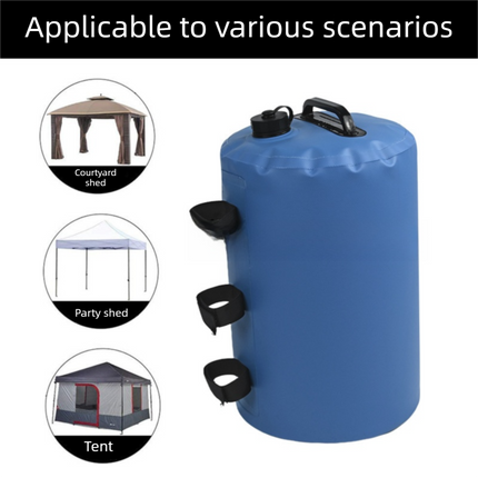 7L Gazebo Water Weight Bag Black- Portable Refillable Canopy Leg Anchor with Carry Handle, Pole Straps and Anti Backflow Valve for Camping, Marquees and Outdoor Shelters