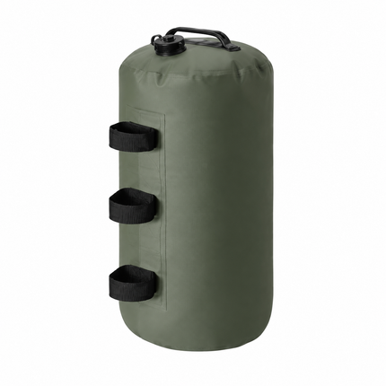 7L Gazebo Water Weight Bag Green- Portable Refillable Canopy Leg Anchor with Carry Handle, Pole Straps and Anti Backflow Valve for Camping, Marquees and Outdoor Shelters