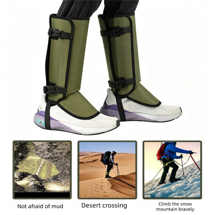 Waterproof Hiking Gaiters Black - 3 Layer Nylon Leg and Boot Covers with Adjustable Buckles for Bushwalking, Camping, Mud, Sand, Rain and Snow - 1 Pair