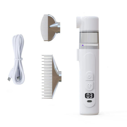 Electric Flea Comb for Dogs and Cats - 2-in-1 Rechargeable Pet Flea Remover and Dematting Grooming Comb with Suction Collection, 3 Speed Settings and USB-C Charging