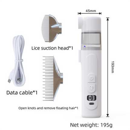 Electric Flea Comb for Dogs and Cats - 2-in-1 Rechargeable Pet Flea Remover and Dematting Grooming Comb with Suction Collection, 3 Speed Settings and USB-C Charging