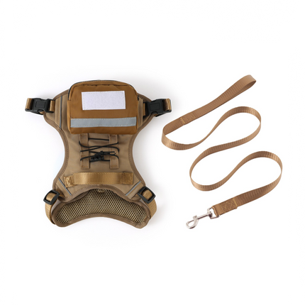 Dog Harness with Backpack and Leash Set - Size S Adjustable Breathable Mesh Pet Vest with Reflective Trim, Storage Pouch and Control Handle for Walking and Hiking