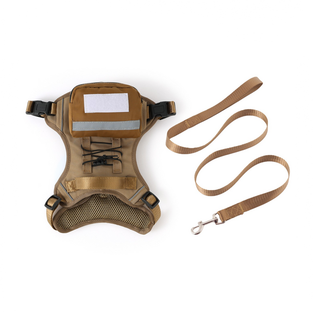 Dog Harness with Backpack and Leash Set - Size S Adjustable Breathable Mesh Pet Vest with Reflective Trim, Storage Pouch and Control Handle for Walking and Hiking