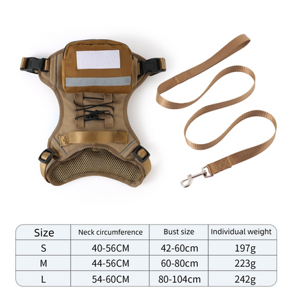 Dog Harness with Backpack and Leash Set - Size M Adjustable Breathable Mesh Pet Vest with Reflective Trim, Storage Pouch and Control Handle for Walking and Hiking