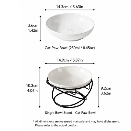 Raised Ceramic Pet Bowl with  Metal Stand Green - Paw Print Cat and Dog Feeding Bowl, Removable Easy-Clean Dish with Elevated Design for Food and Water