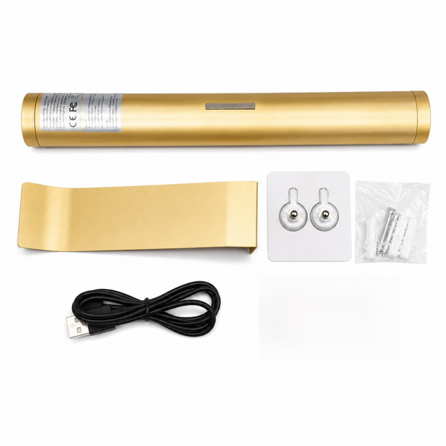 Rechargeable LED Mirror Light Gold - Magnetic Detachable Vanity Wall Lamp, 3 Colour Modes, Stepless Dimming, Touch Control, Type-C Charging for Bathroom and Makeup Mirror