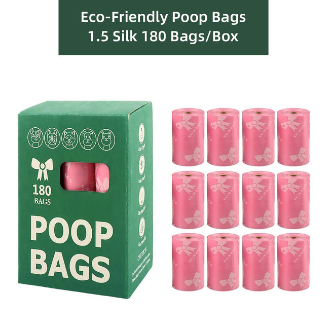 Pink Thickened Dog Poop Bags 180 Pack - 12 Rolls, 15 Bags per Roll, 22 x 30cm Leak-Resistant Easy-Tear Pet Waste Bags for Dog Walking, Travel and Daily Clean-Up