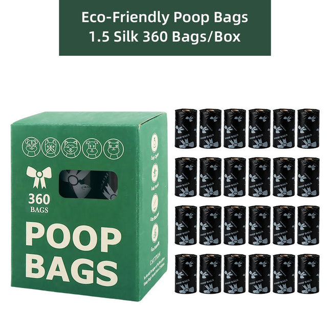 Black Thickened Dog Poop Bags 360 Pack - 24 Rolls, 15 Bags per Roll, 22 x 30cm Leak-Resistant Easy-Tear Pet Waste Bags for Dog Walking, Travel and Daily Clean-Up
