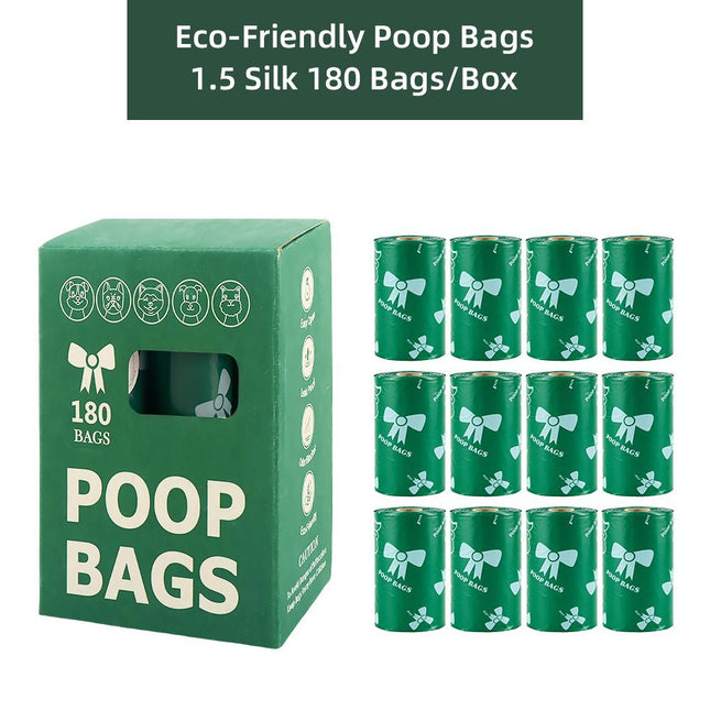 Green Thickened Dog Poop Bags 180 Pack - 12 Rolls, 15 Bags per Roll, 22 x 30cm Leak-Resistant Easy-Tear Pet Waste Bags for Dog Walking, Travel and Daily Clean-Up