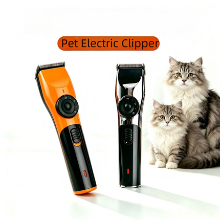 Orange Rechargeable Pet Hair Clippers – Cordless Dog & Cat Grooming Trimmer with Adjustable Cutting Length, Guide Combs, USB Charging & Grooming Accessories