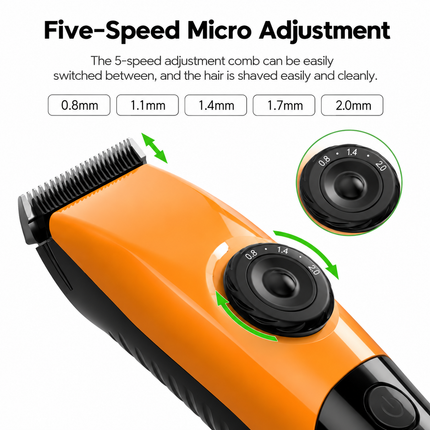 Black Rechargeable Pet Hair Clippers – Cordless Dog & Cat Grooming Trimmer with Adjustable Cutting Length, Guide Combs, USB Charging & Grooming Accessories