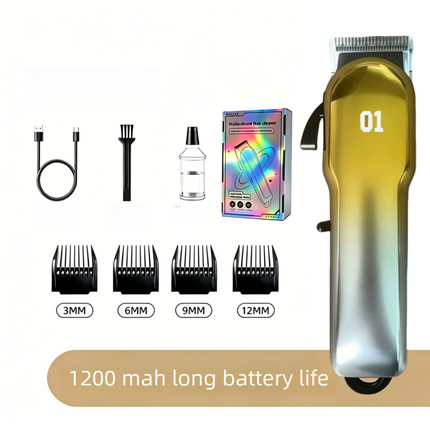 Gold Gradient Rechargeable Pet Hair Clippers - 1200mAh Dog and Cat Grooming Trimmer with Digital Display, USB Charging, Adjustable Blade and Guide Combs