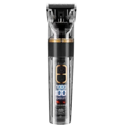 Rechargeable Pet Hair Clippers Black - 2000mAh Dog and Cat Grooming Trimmer with Transparent Housing, Smart Digital Display, Adjustable Cutting Length and Guide Combs
