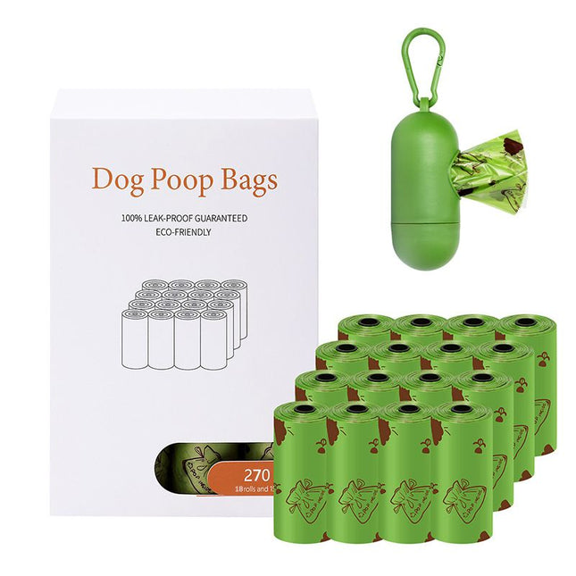 Degradable Dog Poop Bags with Dispenser - 16 rolls Pet Waste Bags, Leak Resistant Easy Tear Design, Portable Clip Holder for Dog Walking and Outdoor Clean Up