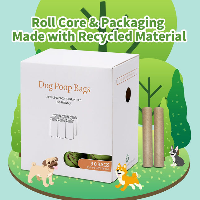 Degradable Dog Poop Bags with Dispenser - 16 rolls Pet Waste Bags, Leak Resistant Easy Tear Design, Portable Clip Holder for Dog Walking and Outdoor Clean Up