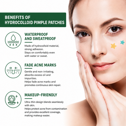 Star Acne Patches Yellow 5 Sheets - 40 Stars Per Sheet, Hydrocolloid Blemish Stickers, Waterproof Sweat-Resistant Star Pimple Covers