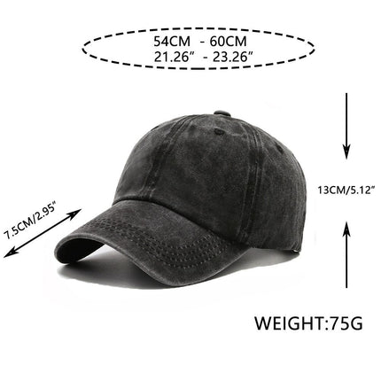 Black Vintage Washed Panda Print Baseball Cap - Adjustable Cotton Cap with Curved Brim for Sun Protection and Casual Streetwear Style