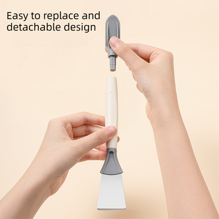 2-Pack Blue Dual Head Kitchen Cleaning Brush Set - Stainless Steel Scraper and Copper Wire Brush - Heavy Duty Grease Removal, Detachable Handle, Multi Surface Use for Stovetops and Ovens