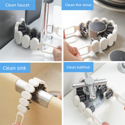 2-Pack Bendable Crevice Cleaning Brush Set - Flexible U-Shaped Faucet and Gap Brush - Dense Soft Bristles, Multi-Surface Use for Kitchen Sink and Bathroom Tile Grout