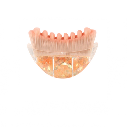 Yellow Glitter Facial Contour Massage Brush(Size) - Ergonomic Crescent Shape for Face Neck and Hand Care - Soft Bristles Portable Beauty Tool