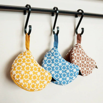 1 PCS Blue Bird Shaped Pot Lid Lifter Heat Resistant Cotton Potholder - Embroidered Floral Kitchen Accessory for Saucepan Handles and Hot Cookware