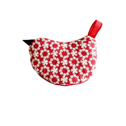 2 PCS Red Bird Shaped Pot Lid Lifter Heat Resistant Cotton Potholder - Embroidered Floral Kitchen Accessory for Saucepan Handles and Hot Cookware