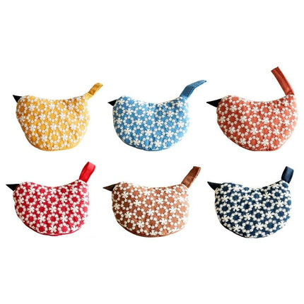2 PCS Dark Blue Bird Shaped Pot Lid Lifter Heat Resistant Cotton Potholder - Embroidered Floral Kitchen Accessory for Saucepan Handles and Hot Cookware