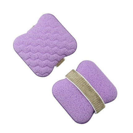 1PCS Purple Soap Bag with Sponge Puff - Thickened Wave Texture Foam Maker with Elastic Strap for Face Wash Body Cleansing and Makeup Removal