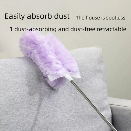 White Electrostatic Duster with Extendable Handle - Disposable Double-Sided 360 Degree Dust Removal Tool for Home Car and High Reach Cleaning