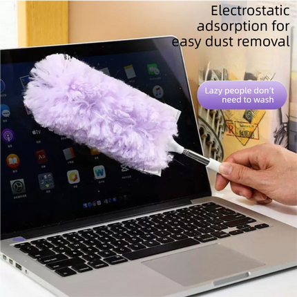 Pink Electrostatic Duster with Extendable Handle - Disposable Double-Sided 360 Degree Dust Removal Tool for Home Car and High Reach Cleaning