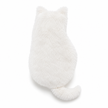 White Plush Cat Pencil Case - Soft Furry Cat-Shaped Zipper Pouch with Tail, Spacious Stationery Storage Bag for Pens, Pencils, Cosmetics and Everyday Accessories