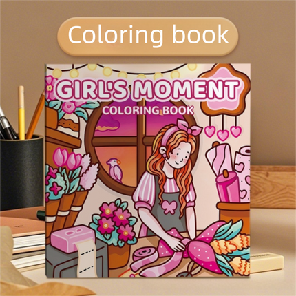 Relaxing Lifestyle Colouring Book - 20 x 20 cm Square Creative Colouring and Drawing Book with Detailed Everyday Scenes for Art, Colouring and Creative Projects
