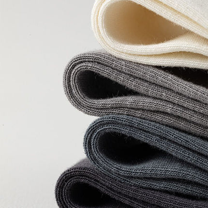 5 Pairs Light Gray Cotton Blend Ankle Socks - Solid Colour Breathable Short Socks with Ribbed Cuffs, Soft Everyday Casual Socks for Work, Sport and Daily Wear