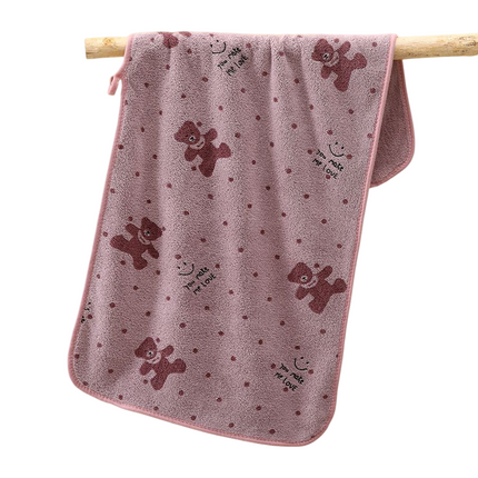 Purple 5-Piece Soft Absorbent Towel Set - Bear Print Face and Bath Towels with Bound Edges, Soft Quick-Drying Towels for Bathroom, Home and Everyday Use