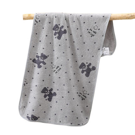 Gray 5-Piece Soft Absorbent Towel Set - Bear Print Face and Bath Towels with Bound Edges, Soft Quick-Drying Towels for Bathroom, Home and Everyday Use