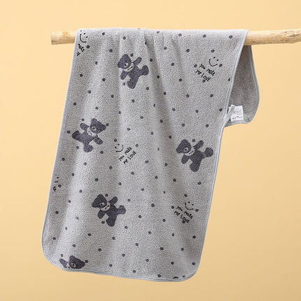 Gray 5-Piece Soft Absorbent Towel Set - Bear Print Face and Bath Towels with Bound Edges, Soft Quick-Drying Towels for Bathroom, Home and Everyday Use