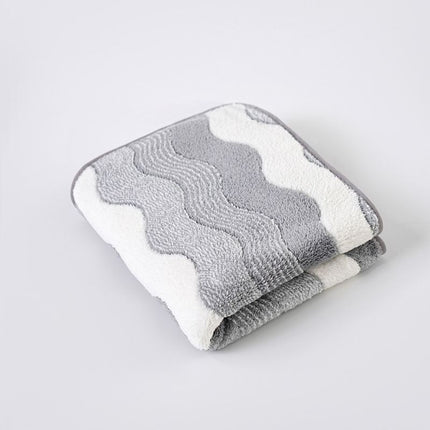 Gray 5-Pack Wave Pattern Towels - Thick Soft Absorbent Face Towels with Bound Edges, Quick-Drying Skin-Friendly Towels for Bathroom, Washing and Shower Use