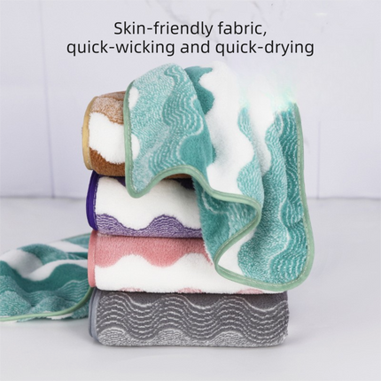 Pink 5-Pack Wave Pattern Towels - Thick Soft Absorbent Face Towels with Bound Edges, Quick-Drying Skin-Friendly Towels for Bathroom, Washing and Shower Use