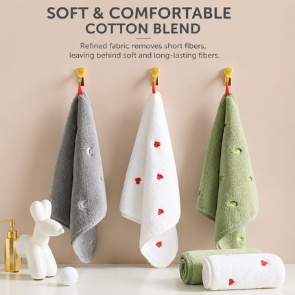 5-Pack Hanging Hand Towels (Blue)- 30 x 30 cm Soft Absorbent Quick-Dry Square Towels with Hanging Loops for Bathroom, Kitchen and Everyday Home Use