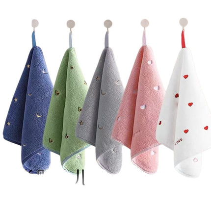 5-Pack Hanging Hand Towels (Gray)- 30 x 30 cm Soft Absorbent Quick-Dry Square Towels with Hanging Loops for Bathroom, Kitchen and Everyday Home Use