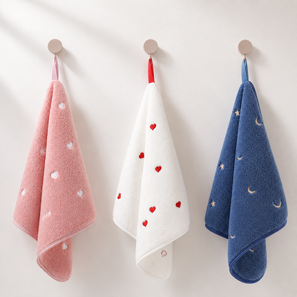 5-Pack Hanging Hand Towels (White)- 30 x 30 cm Soft Absorbent Quick-Dry Square Towels with Hanging Loops for Bathroom, Kitchen and Everyday Home Use