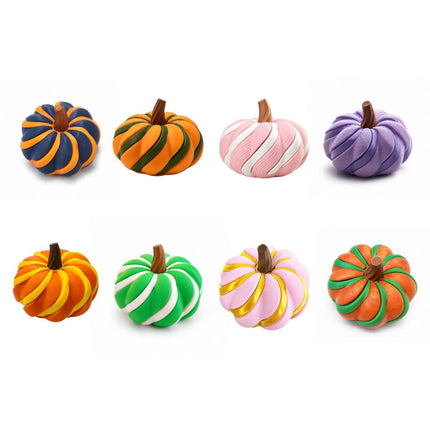2 Pack 3D Printed Spiral Pumpkin Decoration - Pink and White Twisted Rib Design, Lightweight Halloween Tabletop Ornament for Autumn Home and Party Decor