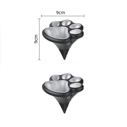 4 Pack Solar Paw Print Garden Lights (White light) - 9 cm Outdoor LED Ground Stake Lights with Dusk Activation for Lawn, Pathway, Yard and Garden Decoration