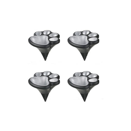 4 Pack Solar Paw Print Garden Lights (Warm light) - 9 cm Outdoor LED Ground Stake Lights with Dusk Activation for Lawn, Pathway, Yard and Garden Decoration
