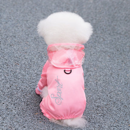 Pink Full Body Dog Raincoat with Waterproof Boots and Clear Visor Hood (S)- Reflective 4-Leg Puppy Rain Suit for Small Dogs, Easy Clean Pet Outdoor Gear